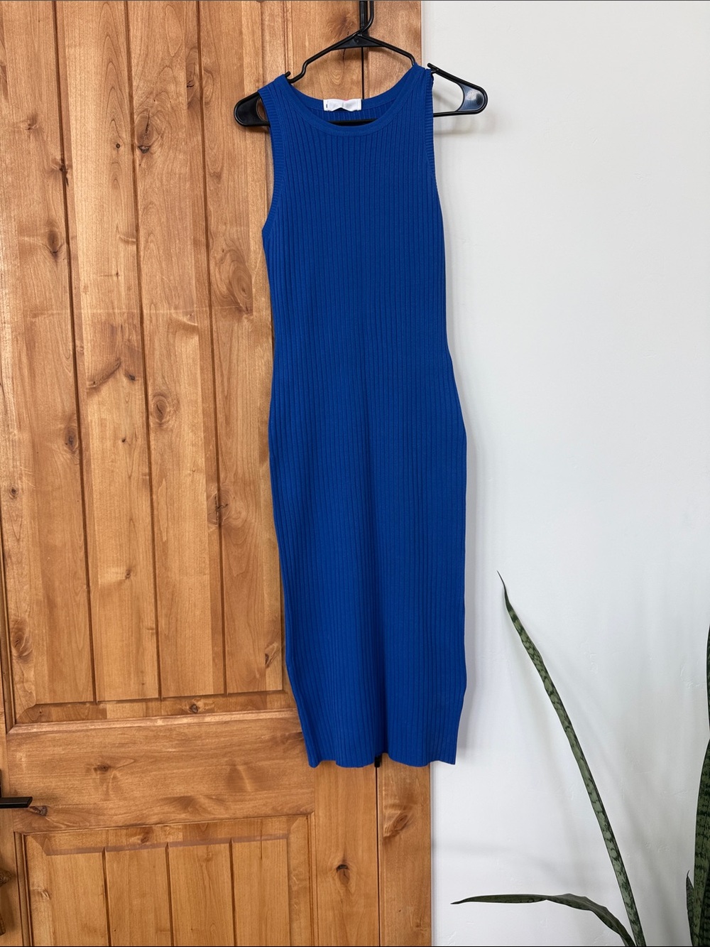 Double Zero Ribbed Sleeveless Maxi Dress in Cobalt Blue